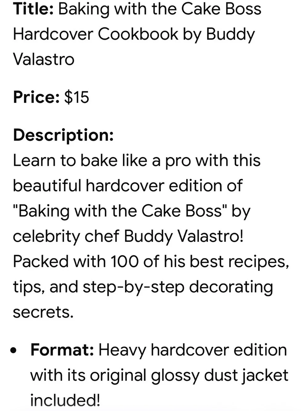 Baking with the Cake Boss Cookbook by Buddy Valastro - Red/White Cover